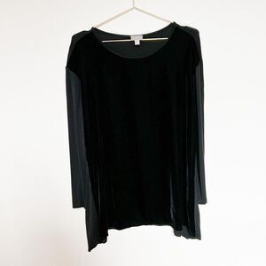 J Jill Black Velvet Long Sleeve Stretch Tunic Top Size Medium